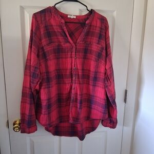 Maurices Red and Black Plaid Shirt